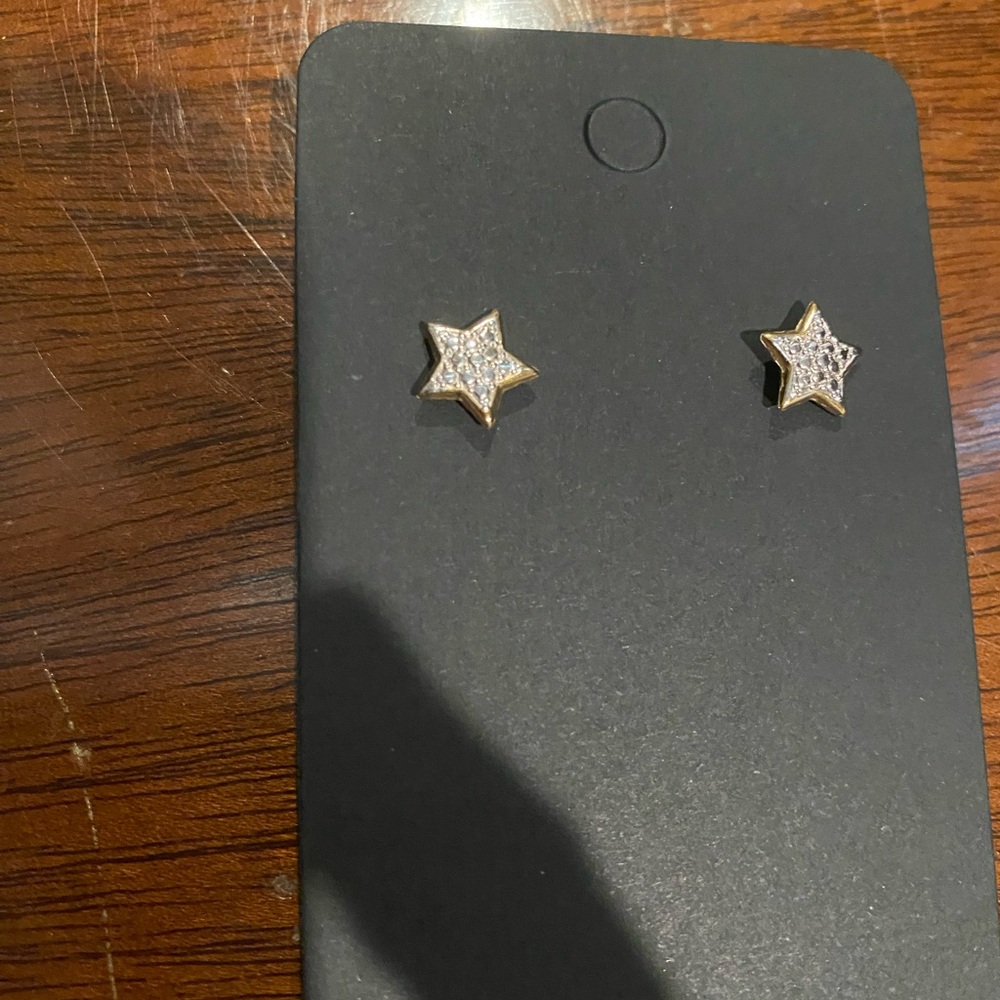 Gold and White Gold Star Stud Earrings